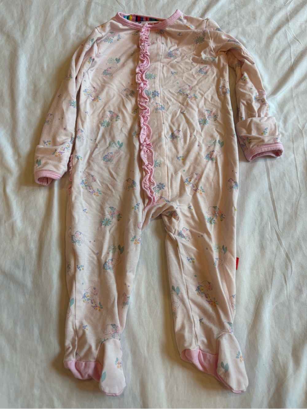 Magnetic Me Pink Ruffle-Front Baby One-Piece